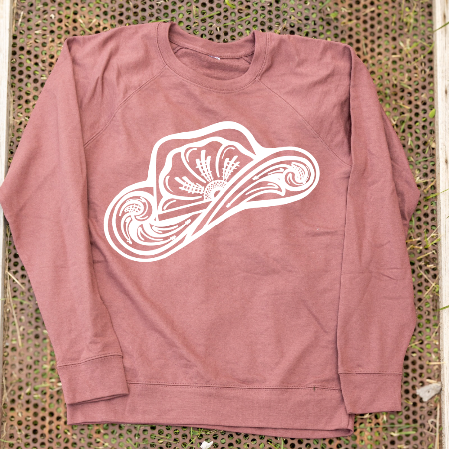 Tooled Cowboy Hat Crewneck Sweatshirt