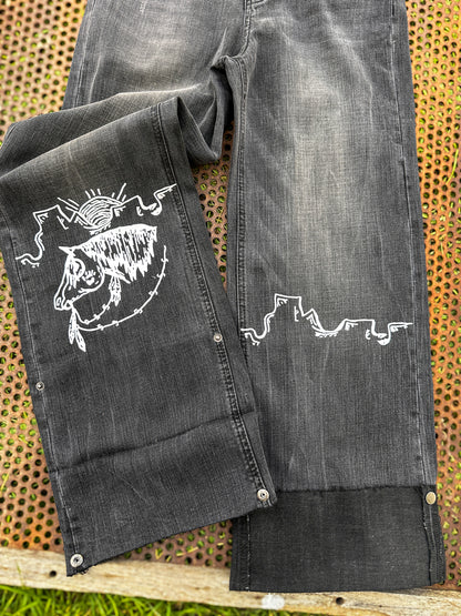 Indian Horse Head A Line Relaxed Jeans