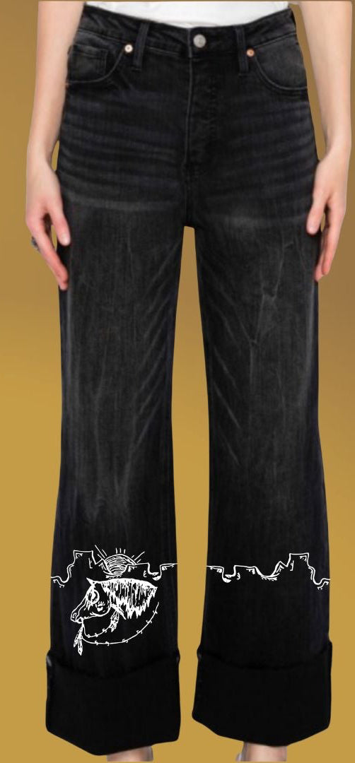 Indian Horse Head A Line Relaxed Jeans