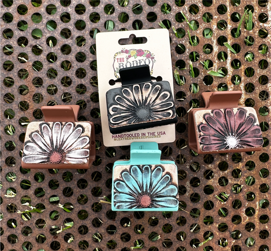 Tooled Leather Hair Clip Gerbera Small – The Rodeo Rose