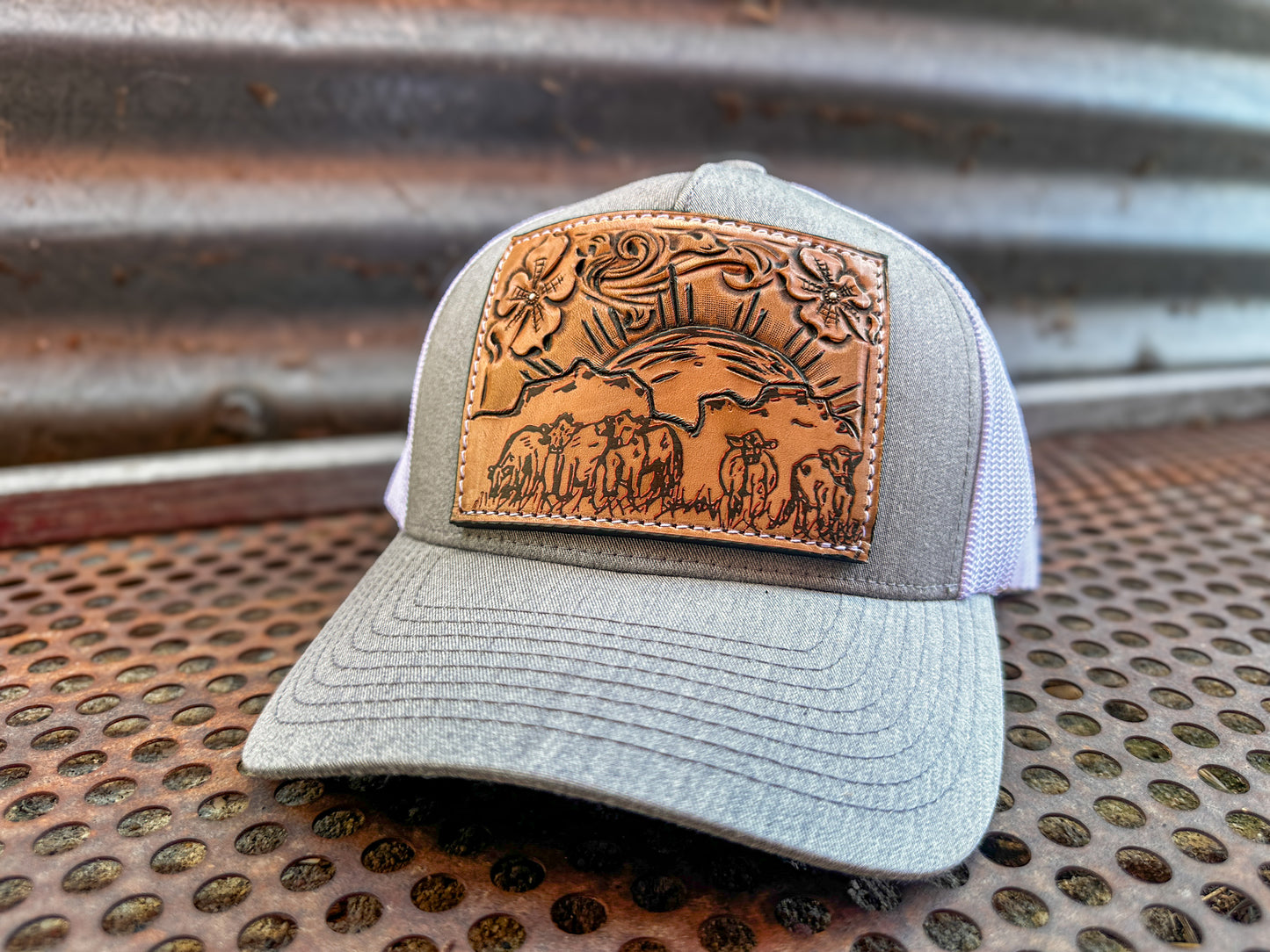 Cattle Call Tooled Leather Patch Cap