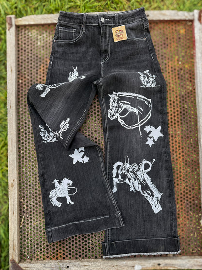 Cowboy Graffiti Palazzo Jeans