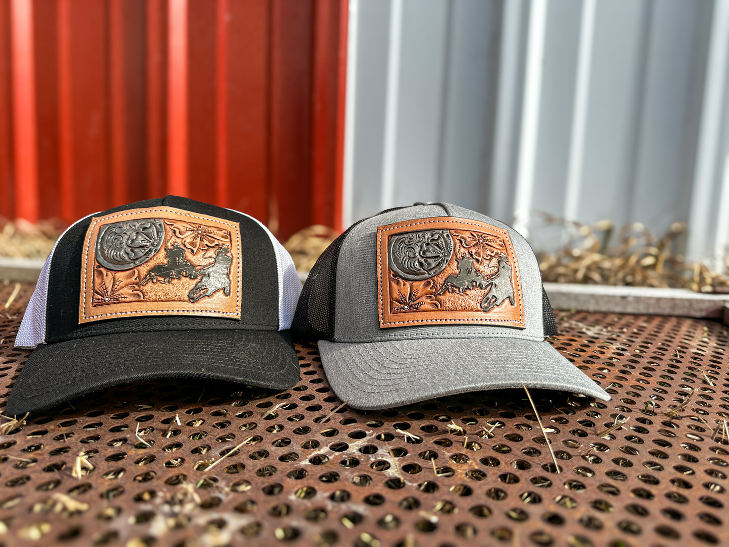 Team Roper Tooled Leather Concho Patch Cap