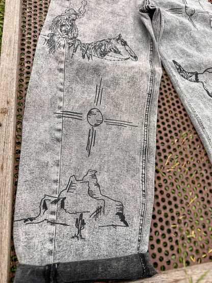 Indian Graffiti Barrel Jeans