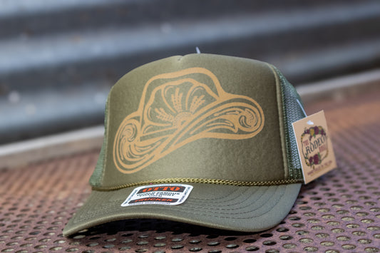 Tooled Cowboy Hat Graphic Cap Jewel Tones