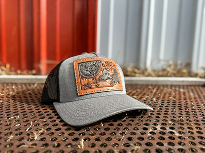Team Roper Tooled Leather Concho Patch Cap