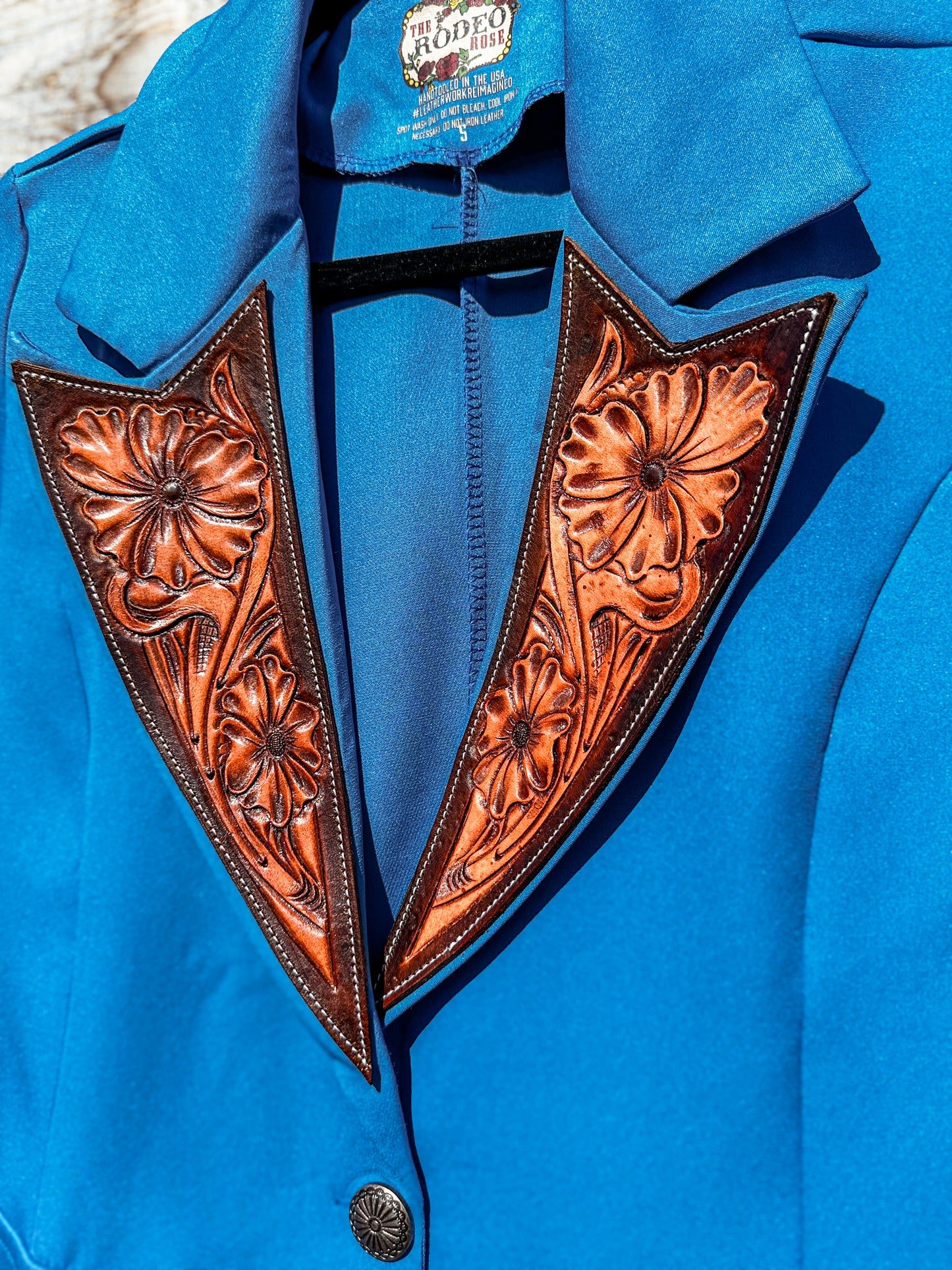 Royal Blue Hand Tooled Lapel Blazer