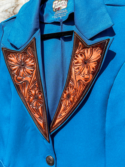 Royal Blue Hand Tooled Lapel Blazer