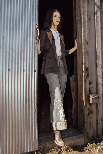 Bronc Cuffed Denim Cropped Jeans