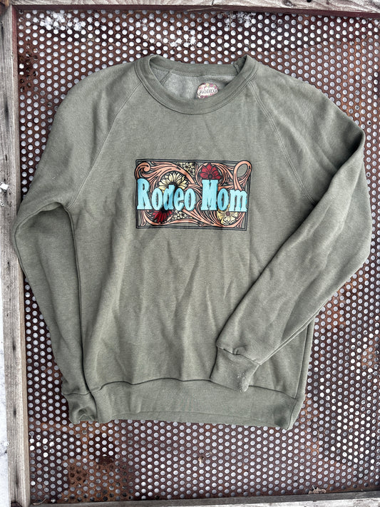 Rodeo Mom crewneck sweatshirt in sage green