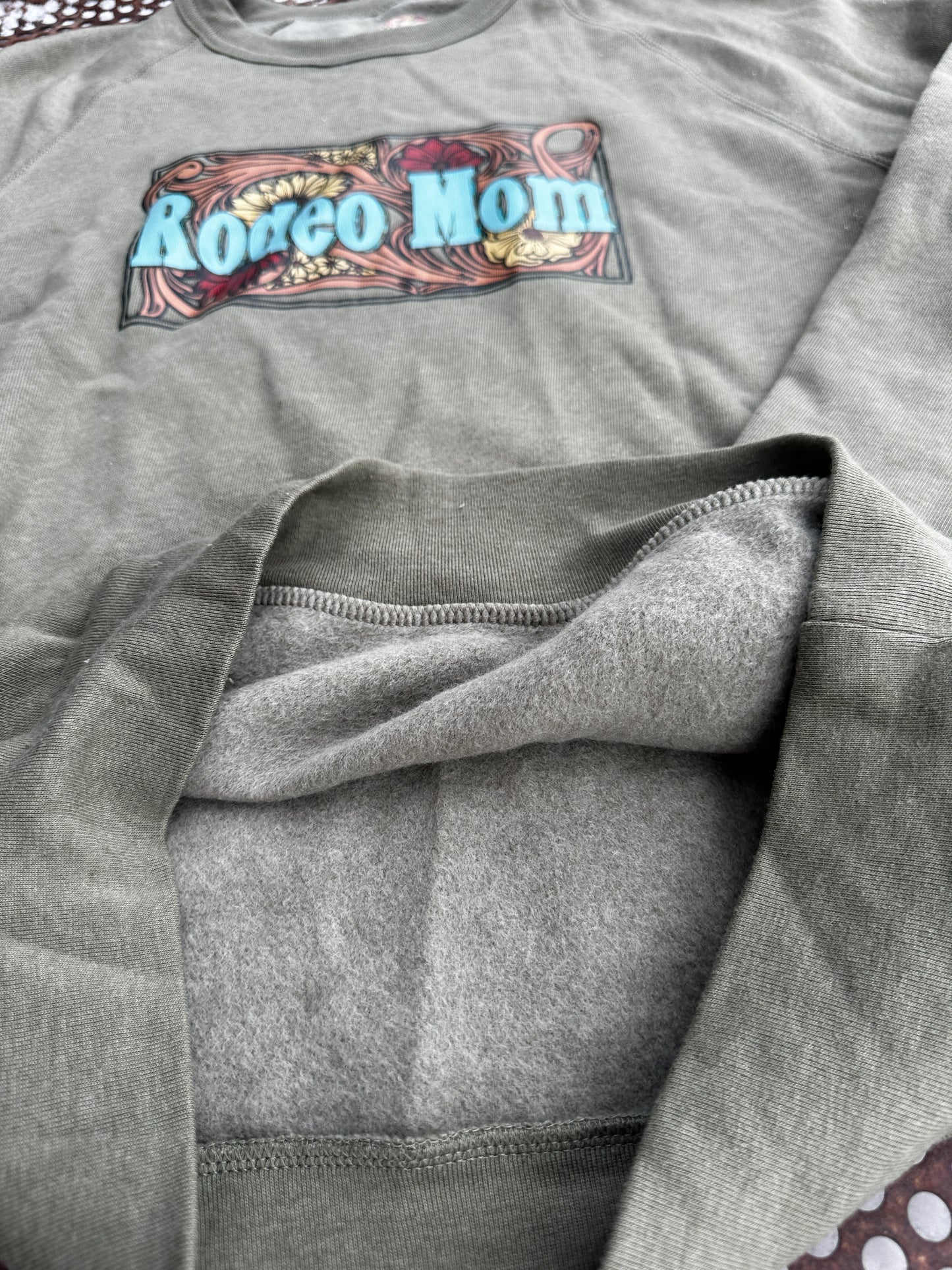 Rodeo Mom crewneck sweatshirt in sage green