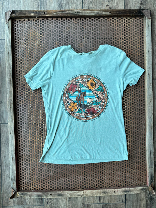 Breakaway Roper relaxed fit triblend tee in dusty blue The Rodeo Rose