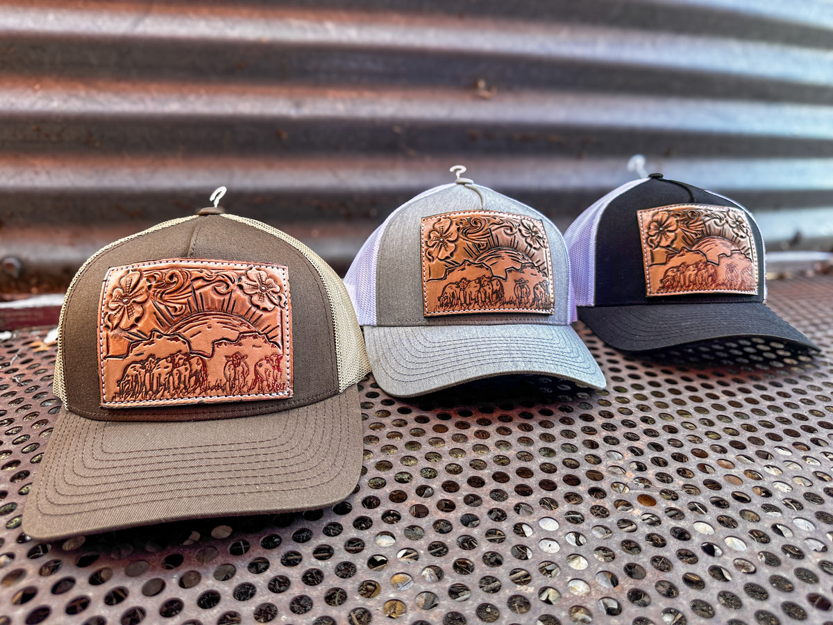 Cattle Call Tooled Leather Patch Cap