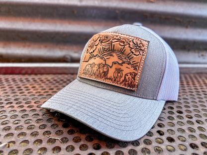 Cattle Call Tooled Leather Patch Cap