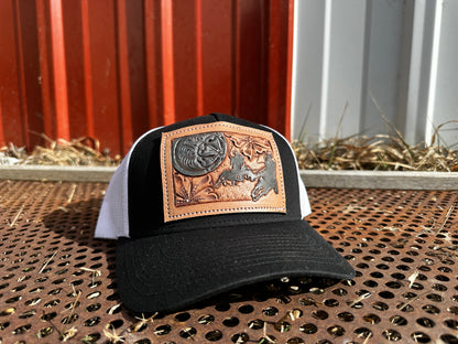 Team Roper Tooled Leather Concho Patch Cap