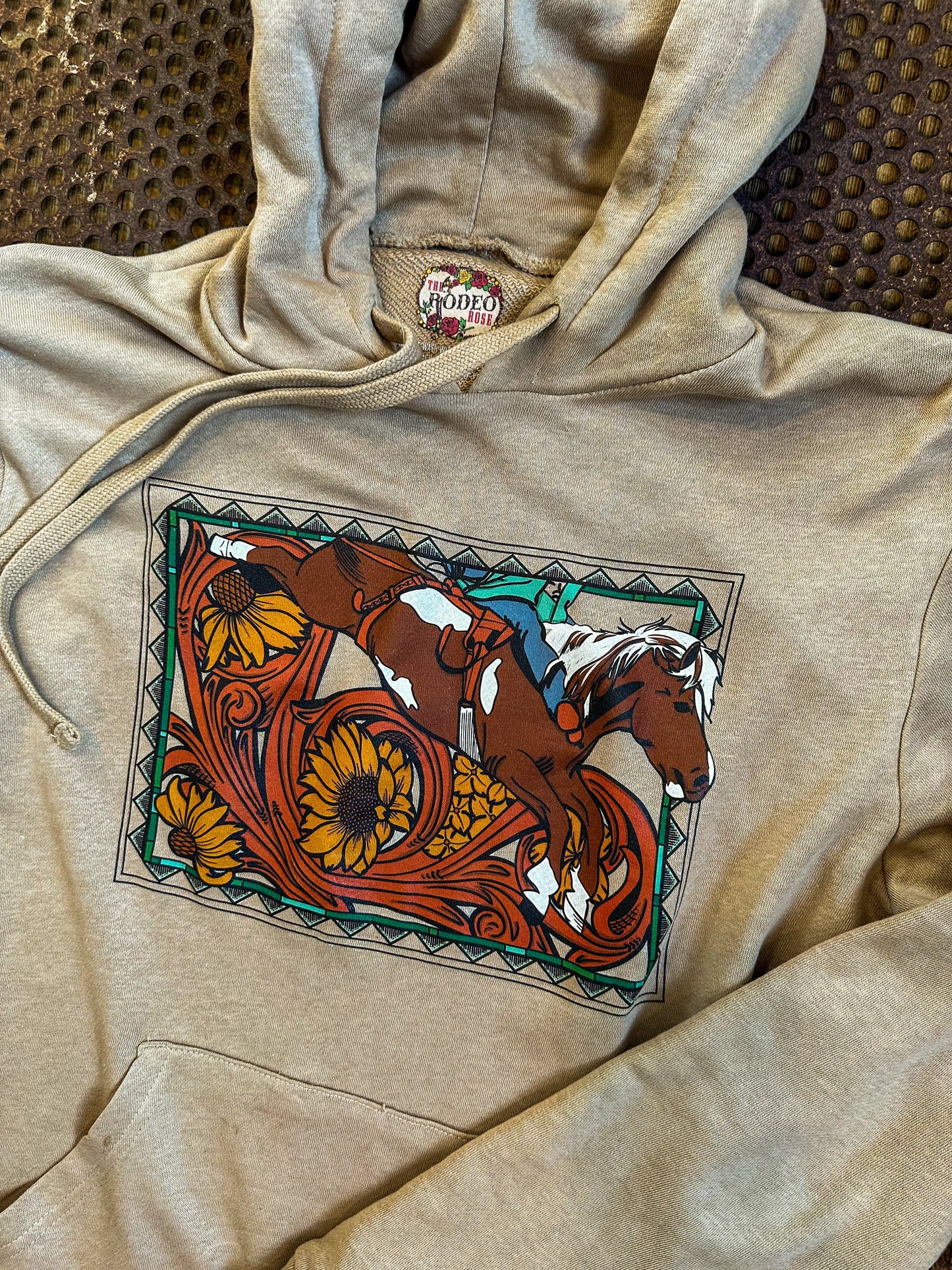 Bareback rider floral scroll hoodie The Rodeo Rose