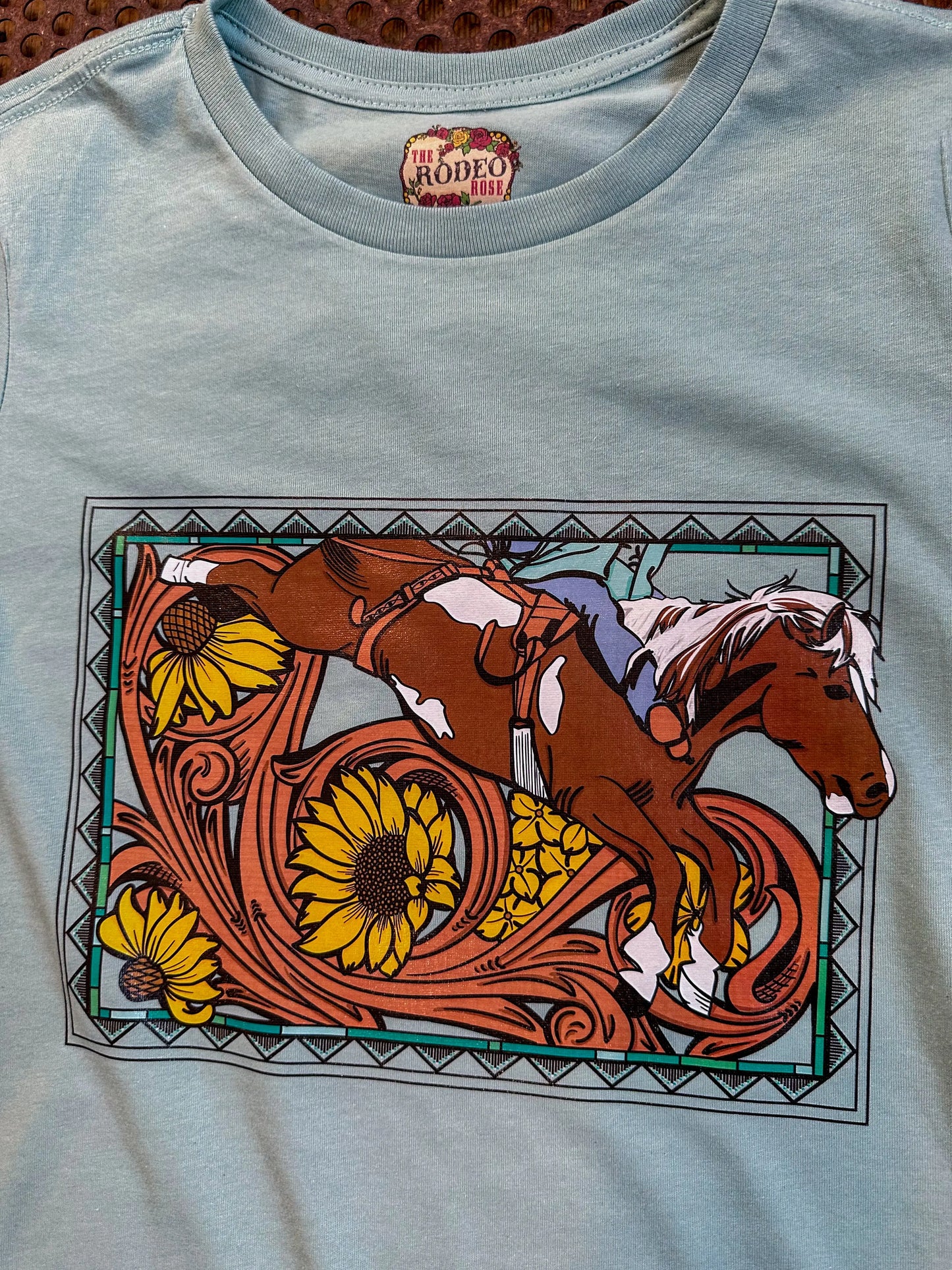 Bareback rider floral scroll tee The Rodeo Rose