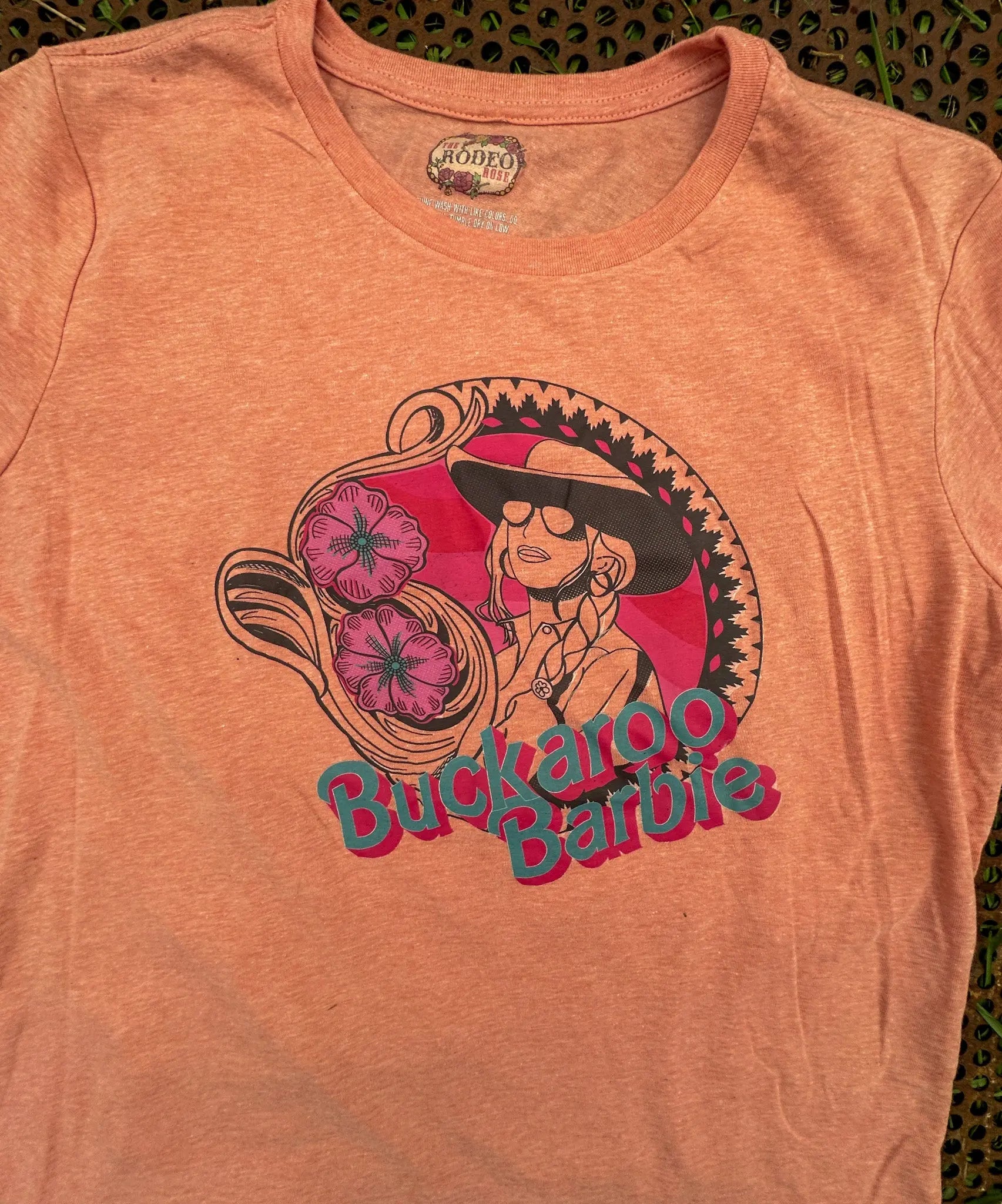 Buckaroo Barbie tshirt in sunset pink The Rodeo Rose