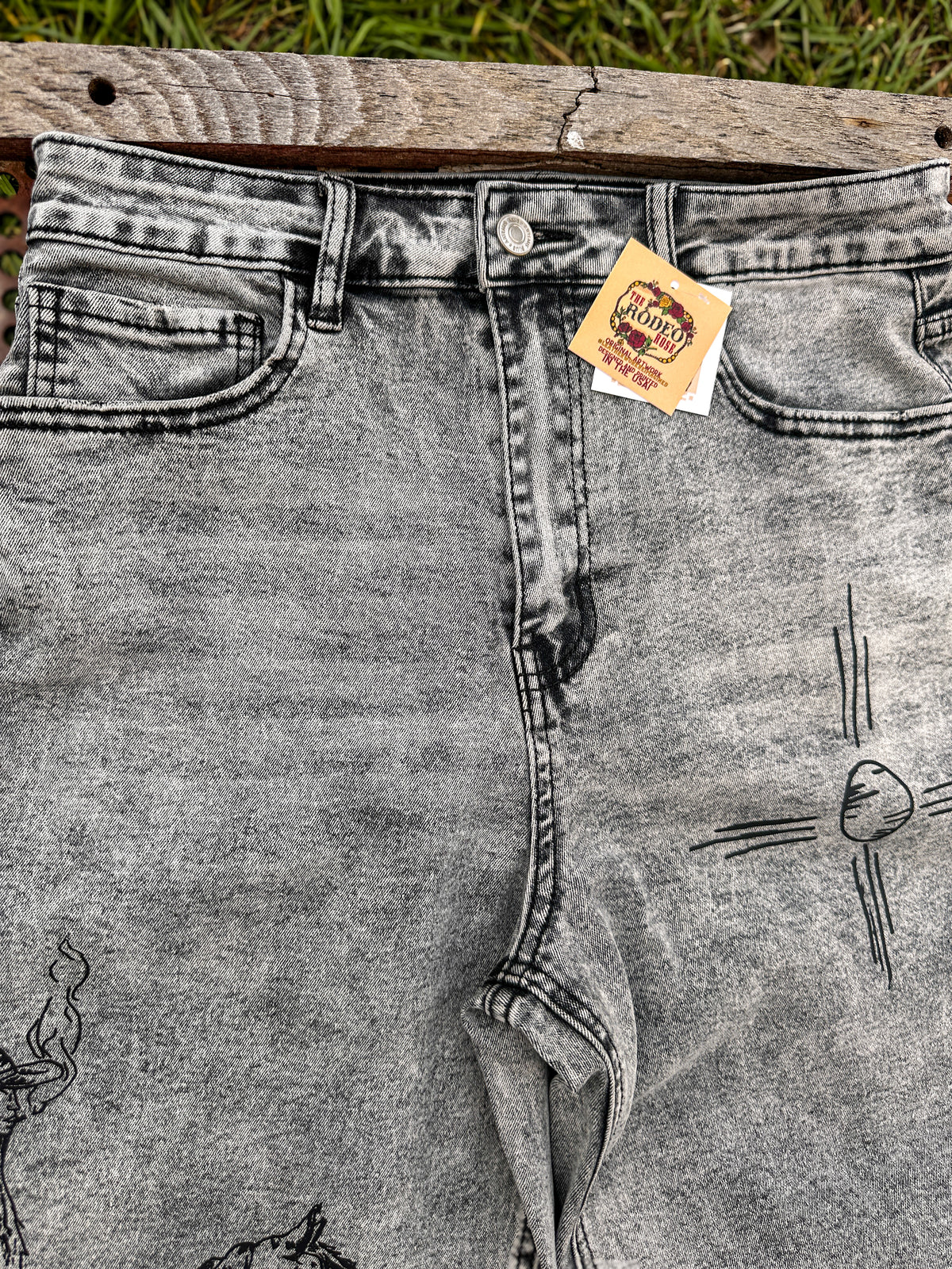Indian Graffiti Barrel Jeans