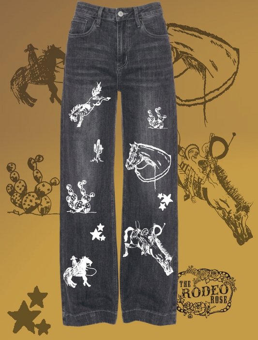 Cowboy Graffiti Palazzo Jeans