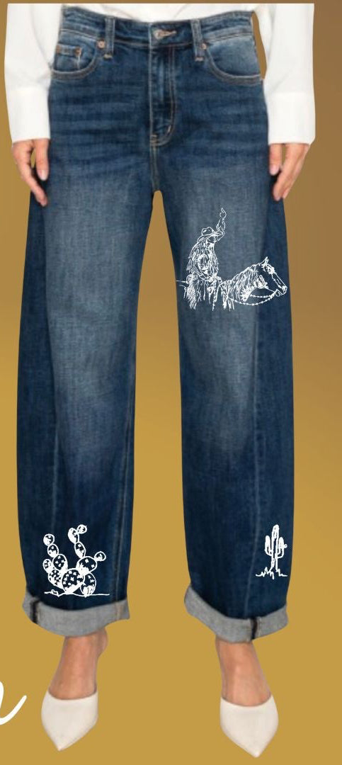 Smoking Cowgirl Barrel Jeans
