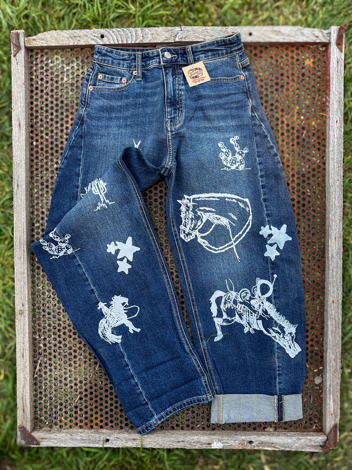 Cowboy Graffiti Barrel Jeans