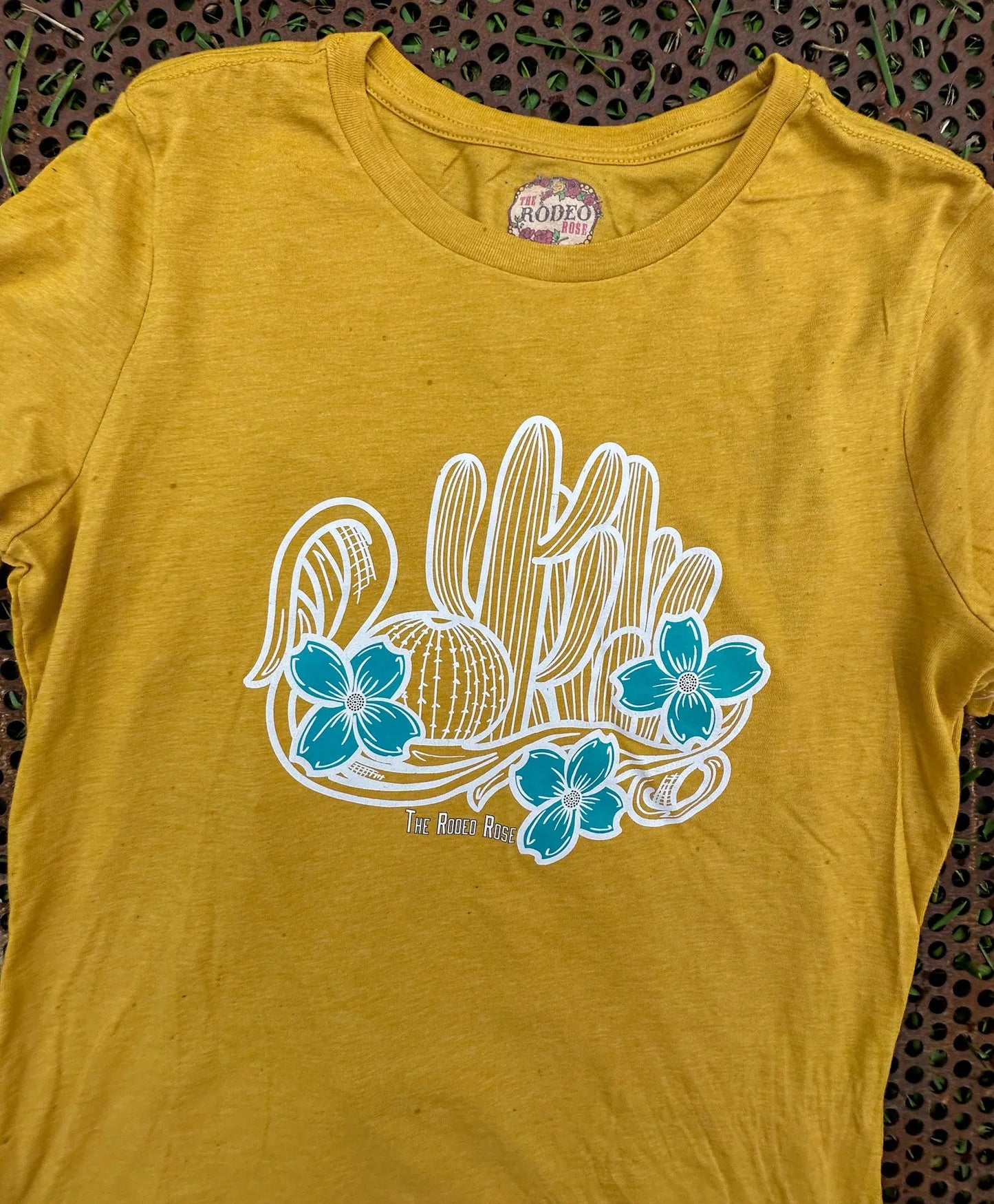 Cactus floral tshirt in mustard The Rodeo Rose