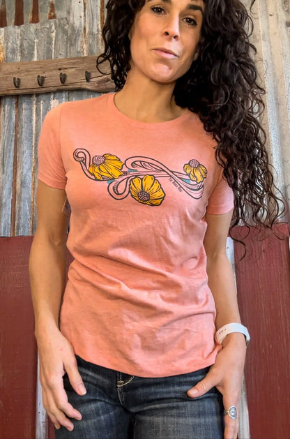 Coneflower tshirt in sunset pink The Rodeo Rose