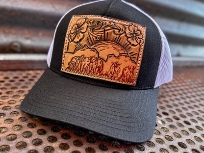 Cattle Call Tooled Leather Patch Cap