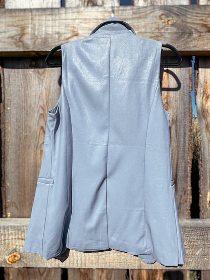 Spring Blue Hand Tooled Lapel Vest