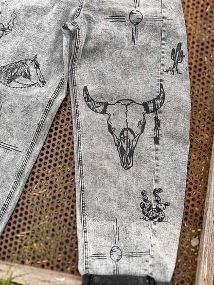 Indian Graffiti Barrel Jeans