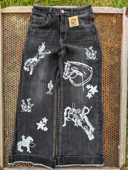 Cowboy Graffiti Palazzo Jeans