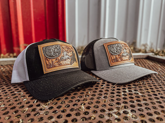 Team Roper Tooled Leather Concho Patch Cap