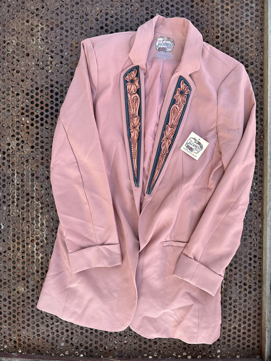 Handtooled Lapel Blazer in Dusty Rose Pink The Rodeo Rose