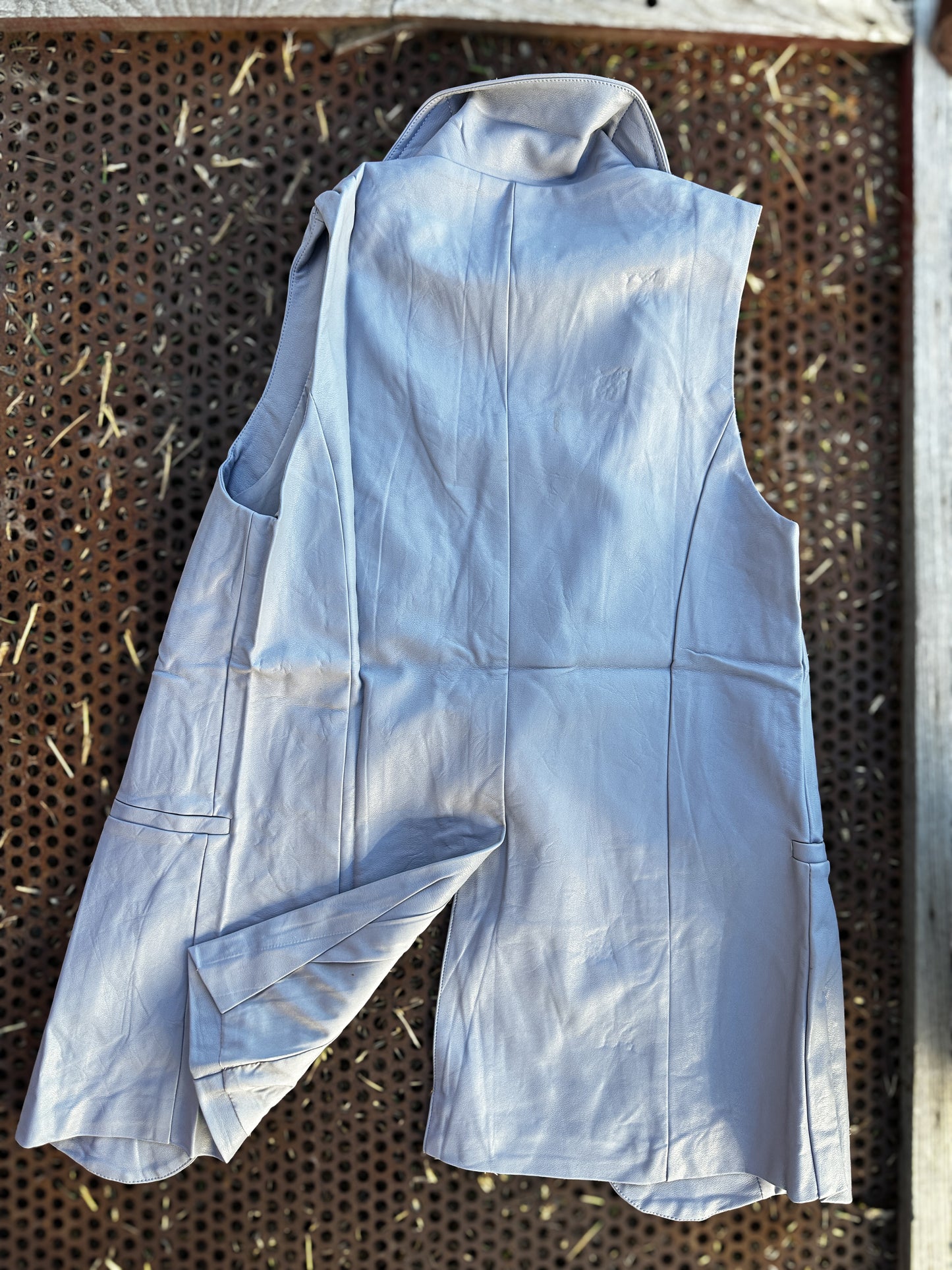 Spring Blue Hand Tooled Lapel Vest