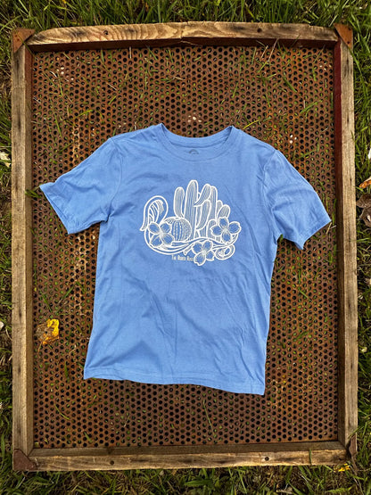 *One of a Kind* Cactus floral tshirt in light blue The Rodeo Rose