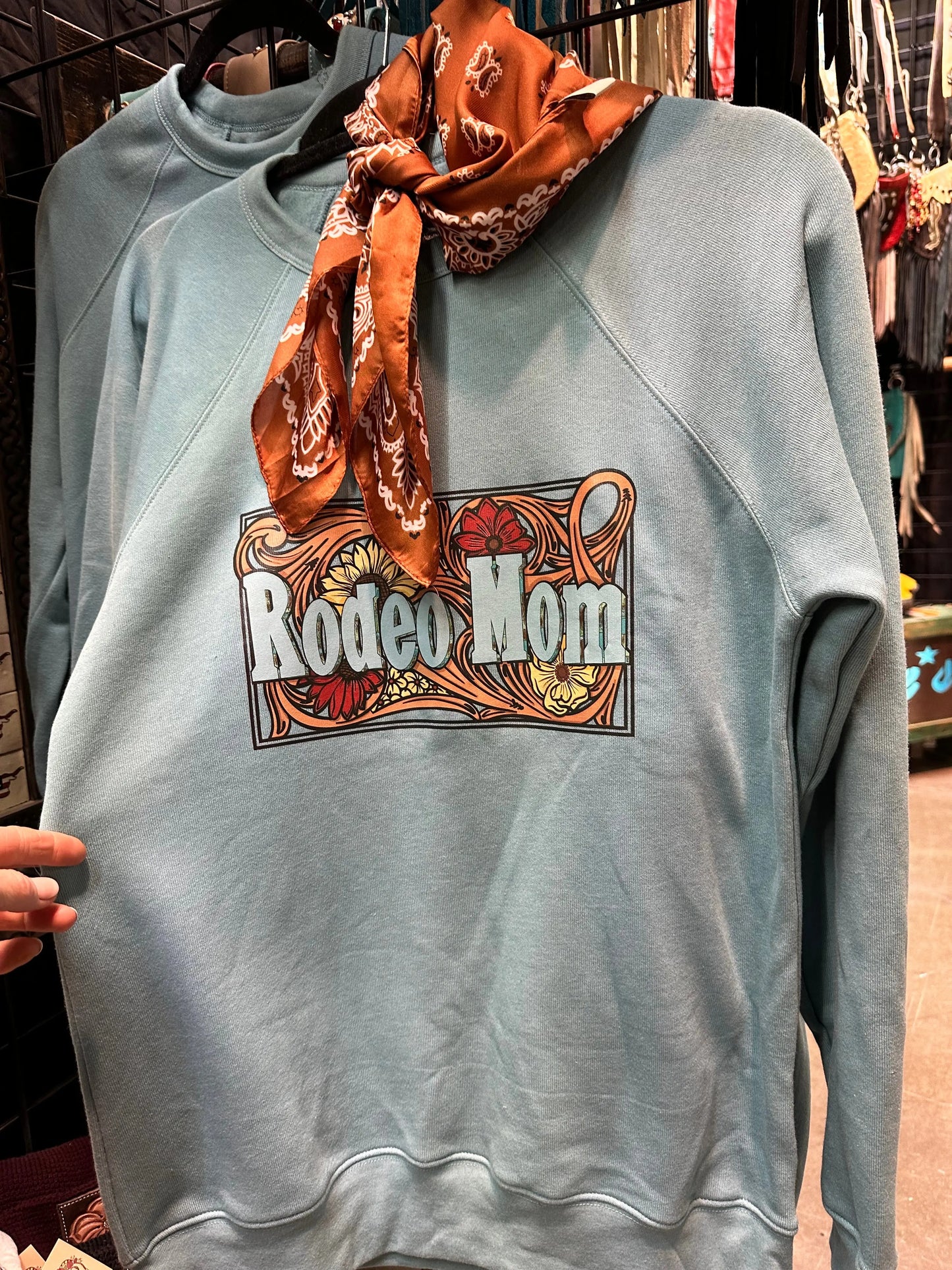 Rodeo Mom Sweatshirt in Soft Turquoise The Rodeo Rose