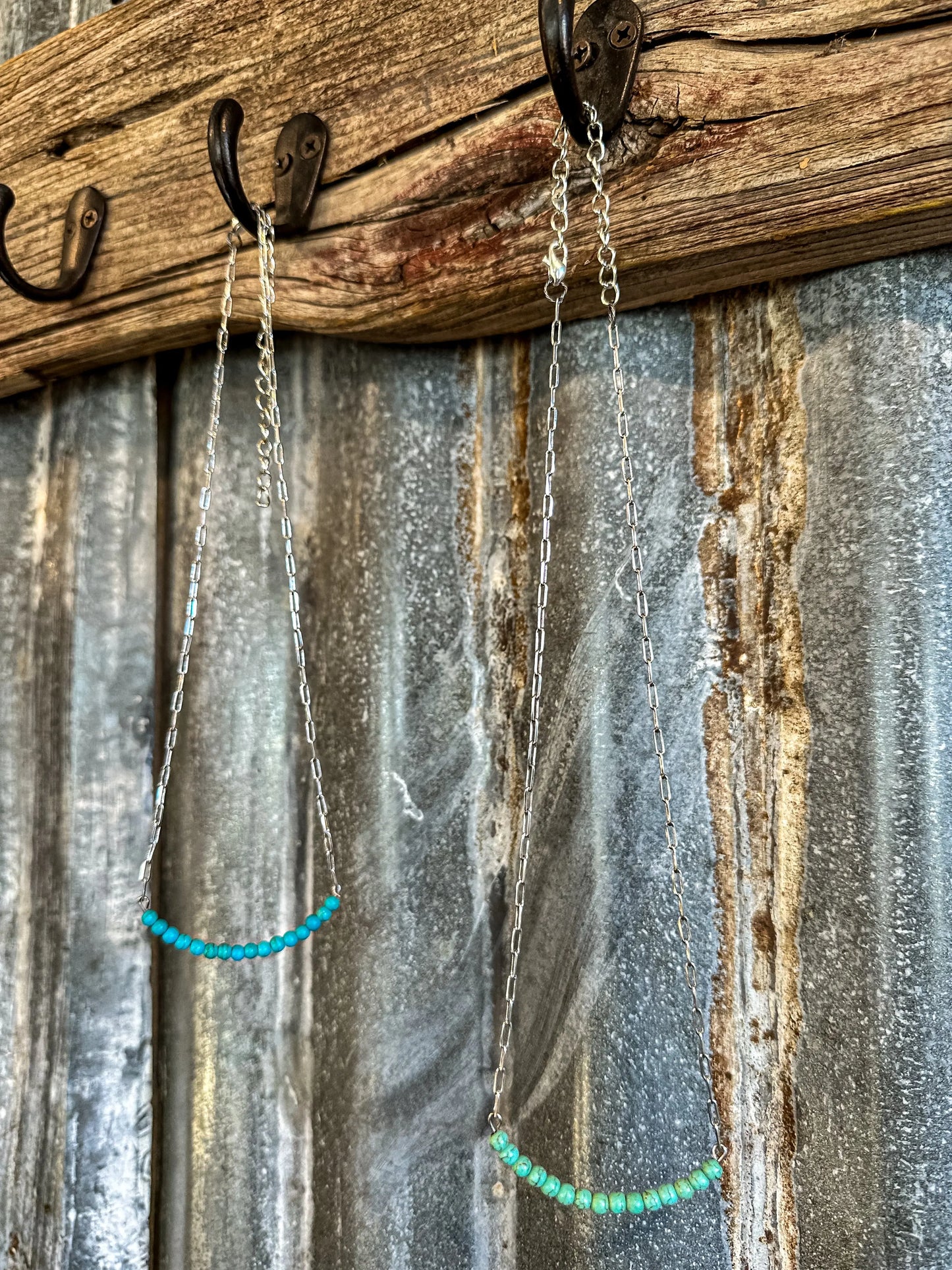 The Annie Bar Necklace with Petite Turquoise Beads The Rodeo Rose