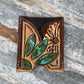 Front Pocket Hand Tooled Leather Wallet with a Turquoise Sun and Flower The Rodeo Rose