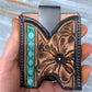 Hand Tooled Leather Boot Wallet with Flower and Southwest Bar The Rodeo Rose