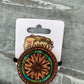Hand Tooled Leather Hair-Tie with Floral and Turquoise Border The Rodeo Rose