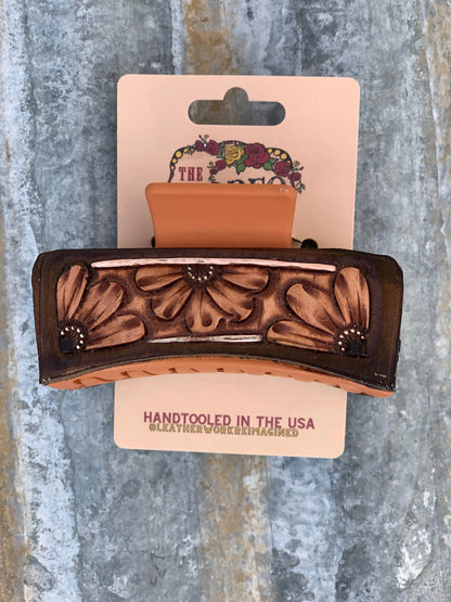 Handtooled Leather Hairclip Daisy The Rodeo Rose