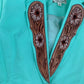 Handtooled Leather Lapel Blazer in Bright Turquoise with White Wash Flowers The Rodeo Rose