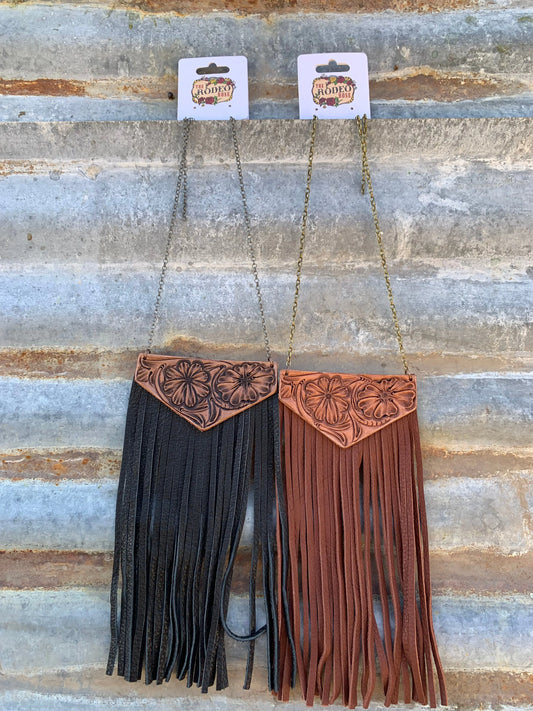 The Annie Tooled Necklace with Removable Fringe The Rodeo Rose