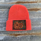 The Daisy Handtooled Leather Patch Beanie, Fitted in Turquoise and Southwest Border The Rodeo Rose