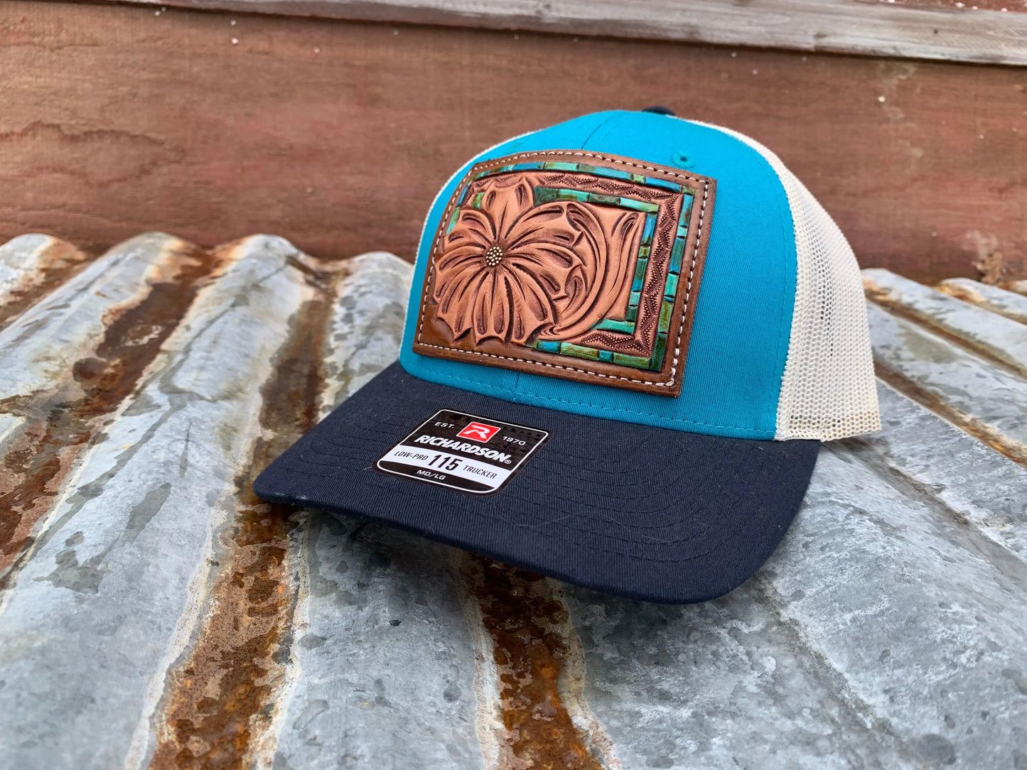 The Daisy Patch Cap with Turquoise Southwestern Border The Rodeo Rose