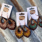 The Dale Hand tooled Leather Earrings with Buckstitch Border The Rodeo Rose