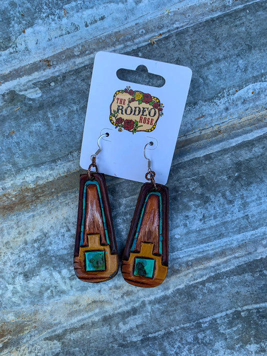 The Southwest Handtooled Leather Earring The Rodeo Rose