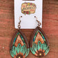 The Tad Hand tooled Leather Earring with Turquoise Border The Rodeo Rose