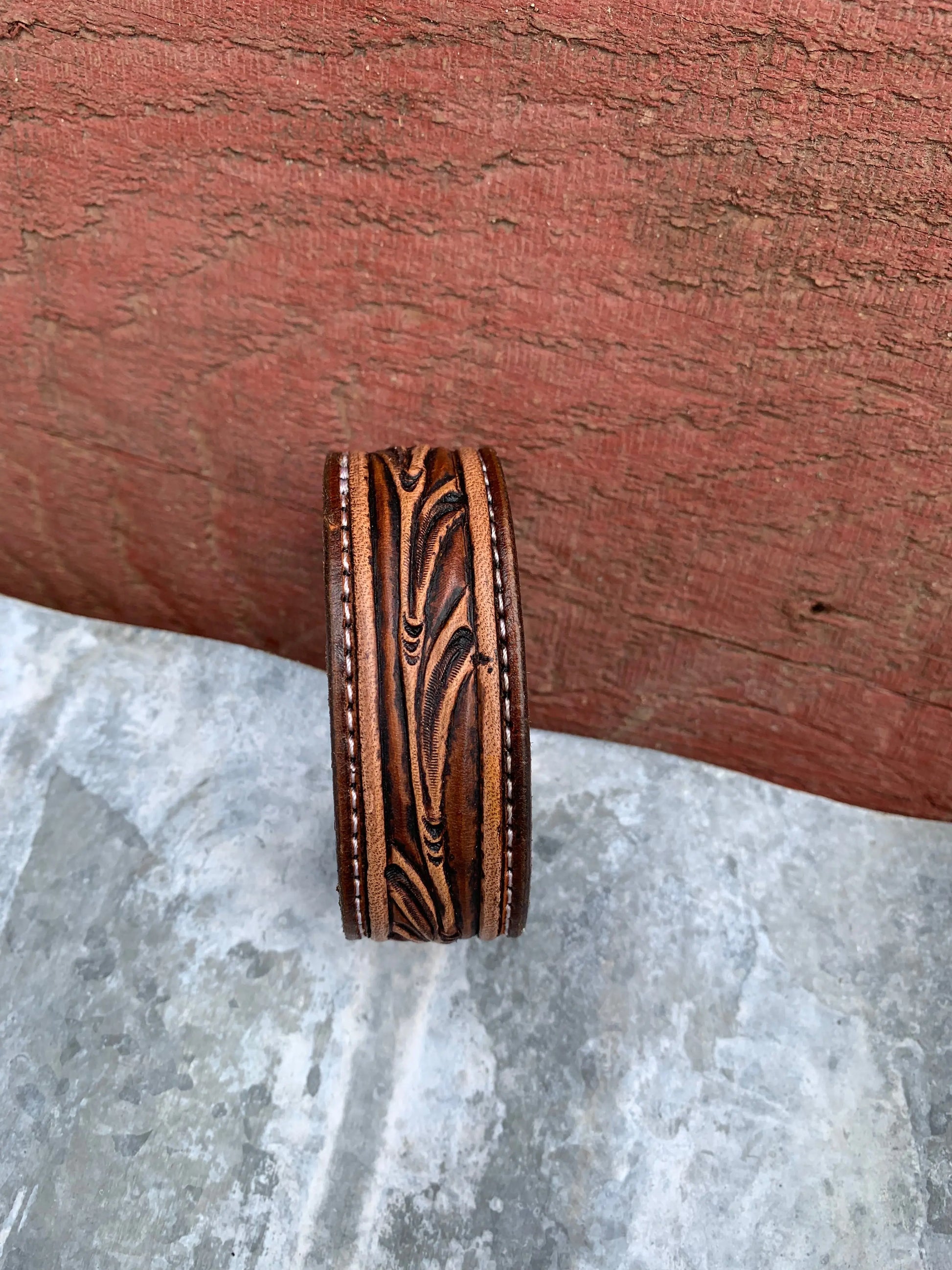 The Vera Hand Tooled Leather Cuff Bracelet The Rodeo Rose